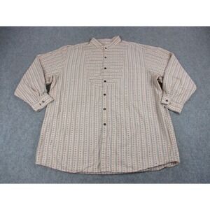 Scully Shirt Mens Extra Large Pink Gray Stripes Band Collar Rodeo Rancher